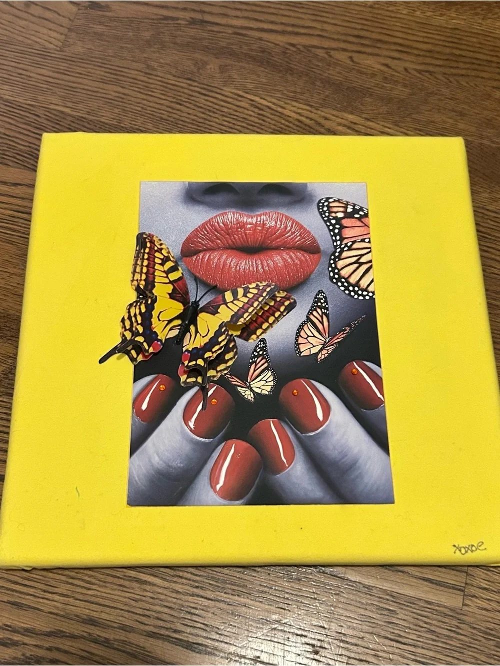 3D Butterfly Lips & Red Nails Pop Art Print Custom by xoxoE